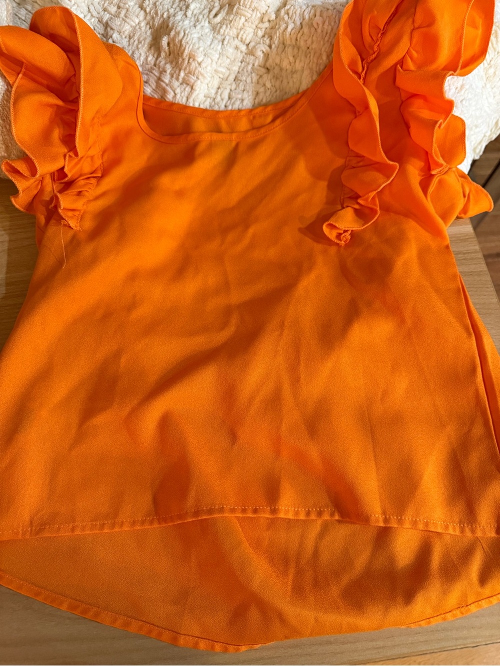 SHEIN Orange Ruffle Sleeve Crop Top